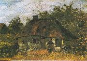 Vincent Van Gogh Farmhouse and Woman with Goat